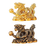 Maxbell Chinese Dragon Year Figurine Fengshui Decoration Resin Home Office Decor Golden