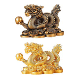 Maxbell Chinese Dragon Year Figurine Fengshui Decoration Resin Home Office Decor Golden