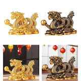 Maxbell Chinese Dragon Year Figurine Fengshui Decoration Resin Home Office Decor Golden