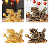 Maxbell Chinese Dragon Year Figurine Fengshui Decoration Resin Home Office Decor Golden