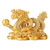 Maxbell Chinese Dragon Year Figurine Fengshui Decoration Resin Home Office Decor Golden