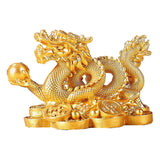 Maxbell Chinese Dragon Year Figurine Fengshui Decoration Resin Home Office Decor Golden