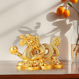 Maxbell Chinese Dragon Year Figurine Fengshui Decoration Resin Home Office Decor Golden
