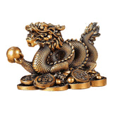 Maxbell Chinese Dragon Year Figurine Fengshui Decoration Resin Home Office Decor Bronze