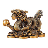 Maxbell Chinese Dragon Year Figurine Fengshui Decoration Resin Home Office Decor Bronze