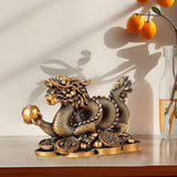 Maxbell Chinese Dragon Year Figurine Fengshui Decoration Resin Home Office Decor Bronze