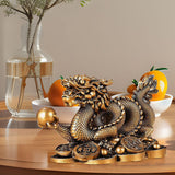 Maxbell Chinese Dragon Year Figurine Fengshui Decoration Resin Home Office Decor Bronze