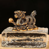 Maxbell Chinese Dragon Year Figurine Fengshui Decoration Resin Home Office Decor Bronze