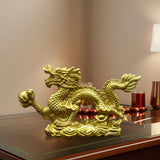 Maxbell Resin Dragon Figurines Home Decorative for Living Room Desk Entrance Cabinet L