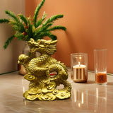 Maxbell Resin Dragon Figurines Home Decorative for Living Room Desk Entrance Cabinet S