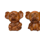 Maxbell Elephants Statues Brown Mini Animals Thai for Bookshelf Living Room Tabletop 4 pieces