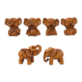 Maxbell Elephants Statues Brown Mini Animals Thai for Bookshelf Living Room Tabletop 4 pieces