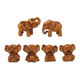 Maxbell Elephants Statues Brown Mini Animals Thai for Bookshelf Living Room Tabletop 4 pieces