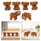 Maxbell Elephants Statues Brown Mini Animals Thai for Bookshelf Living Room Tabletop 4 pieces