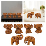 Maxbell Elephants Statues Brown Mini Animals Thai for Bookshelf Living Room Tabletop 4 pieces