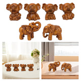 Maxbell Elephants Statues Brown Mini Animals Thai for Bookshelf Living Room Tabletop 4 pieces