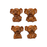 Maxbell Elephants Statues Brown Mini Animals Thai for Bookshelf Living Room Tabletop 4 pieces