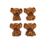Maxbell Elephants Statues Brown Mini Animals Thai for Bookshelf Living Room Tabletop 4 pieces