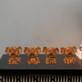 Maxbell Elephants Statues Brown Mini Animals Thai for Bookshelf Living Room Tabletop 4 pieces