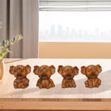Maxbell Elephants Statues Brown Mini Animals Thai for Bookshelf Living Room Tabletop 4 pieces