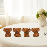 Maxbell Elephants Statues Brown Mini Animals Thai for Bookshelf Living Room Tabletop 4 pieces