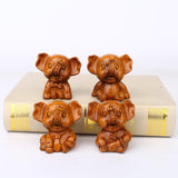 Maxbell Elephants Statues Brown Mini Animals Thai for Bookshelf Living Room Tabletop 4 pieces
