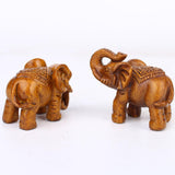 Maxbell Elephants Statues Brown Mini Animals Thai for Bookshelf Living Room Tabletop 2 pieces