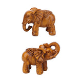 Maxbell Elephants Statues Brown Mini Animals Thai for Bookshelf Living Room Tabletop 2 pieces