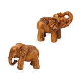 Maxbell Elephants Statues Brown Mini Animals Thai for Bookshelf Living Room Tabletop 2 pieces