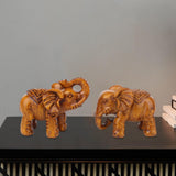 Maxbell Elephants Statues Brown Mini Animals Thai for Bookshelf Living Room Tabletop 2 pieces