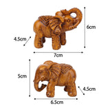 Maxbell Elephants Statues Brown Mini Animals Thai for Bookshelf Living Room Tabletop 2 pieces