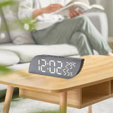 Maxbell Desk Clock Bedroom LED Alarm Clock Temperature Display for Dormitory Stylish White Numbers