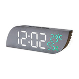 Maxbell Desk Clock Bedroom LED Alarm Clock Temperature Display for Dormitory Stylish White Green Numbers