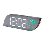 Maxbell Desk Clock Bedroom LED Alarm Clock Temperature Display for Dormitory Stylish White Green Numbers