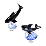 Maxbell Glass Whale Sculpture Animal Table Display Figures for Home Office Versatile Style A