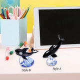Maxbell Glass Whale Sculpture Animal Table Display Figures for Home Office Versatile Style A