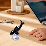 Maxbell Glass Whale Sculpture Animal Table Display Figures for Home Office Versatile Style A