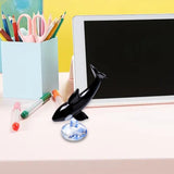 Maxbell Glass Whale Sculpture Animal Table Display Figures for Home Office Versatile Style A