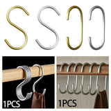 Maxbell Hanging Hook Closet Hook Organizer Aluminum Alloy Hook for Clothes Bags Cups Gold S Shaped