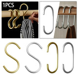 Maxbell Hanging Hook Closet Hook Organizer Aluminum Alloy Hook for Clothes Bags Cups Gold S Shaped