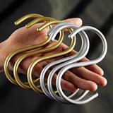 Maxbell Hanging Hook Closet Hook Organizer Aluminum Alloy Hook for Clothes Bags Cups Gold S Shaped