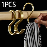 Maxbell Hanging Hook Closet Hook Organizer Aluminum Alloy Hook for Clothes Bags Cups Gold S Shaped