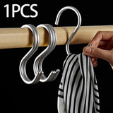 Maxbell Hanging Hook Closet Hook Organizer Aluminum Alloy Hook for Clothes Bags Cups Silver S Shaped