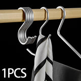 Maxbell Hanging Hook Closet Hook Organizer Aluminum Alloy Hook for Clothes Bags Cups Silver S Shaped