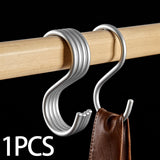 Maxbell Hanging Hook Closet Hook Organizer Aluminum Alloy Hook for Clothes Bags Cups Silver S Shaped