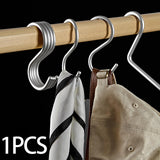 Maxbell Hanging Hook Closet Hook Organizer Aluminum Alloy Hook for Clothes Bags Cups Silver S Shaped
