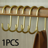 Maxbell Hanging Hook Closet Hook Organizer Aluminum Alloy Hook for Clothes Bags Cups Gold C Shaped