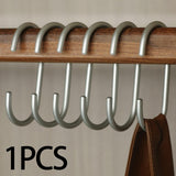 Maxbell Hanging Hook Closet Hook Organizer Aluminum Alloy Hook for Clothes Bags Cups Silver C Shaped