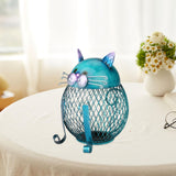 Maxbell Iron Cat Money Bank Hollowed Out Change Jar Cute Desk Ornament for Bookshelf