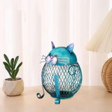 Maxbell Iron Cat Money Bank Hollowed Out Change Jar Cute Desk Ornament for Bookshelf